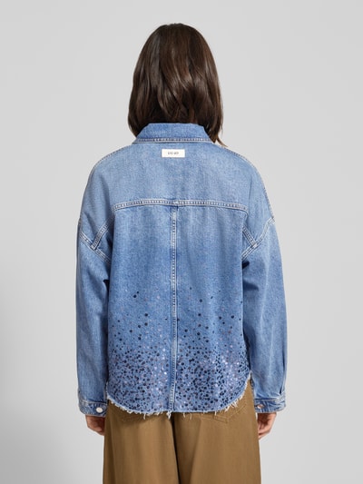 Liu Jo White Regular Fit Jeansjacke mit Pailettenbesatz Blau 5