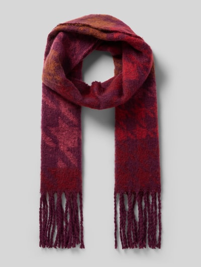 Produktfoto, Schal mit Allover-Muster Modell 'Landina' von Barts, rot und pink, weiche Textur, Fransen, Damen Schal von Barts