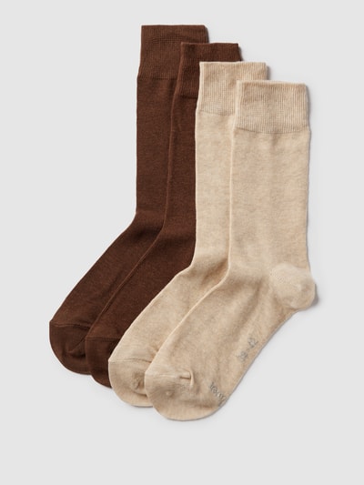 s.Oliver RED LABEL Socken mit Label-Detail im 4er-Pack Modell 'SOCKS' Beige 1