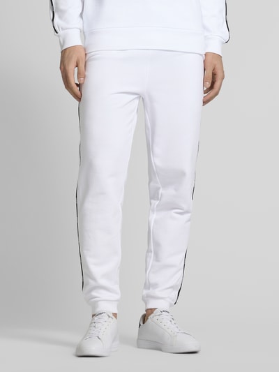 Lacoste Loose fit sweatpants van puur katoen, model 'TAPE' Wit - 4