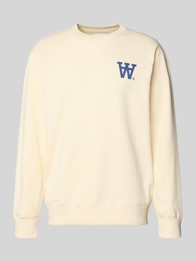 Produktfoto, Sweatshirt mit Logo-Print Modell 'NOEL' von Wood Wood, reine Baumwolle, cremefarben, Rundhalsausschnitt, lockere Passform