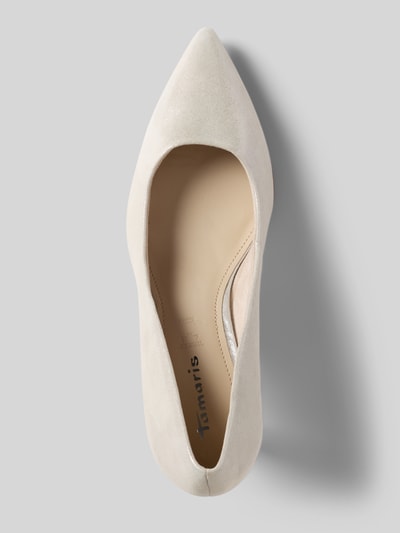 Produktfoto, Pumps aus echtem Leder von Tamaris in unifarbener Optik mit spitzer Schuhspitze, Stilettoabsatz und strukturierter Sohle