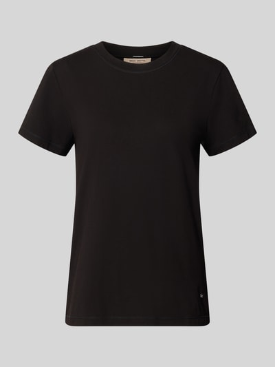 Produktfoto, Regular Fit T-Shirt mit Label-Emblem Modell 'Dala' von MOS MOSH in Schwarz, Kurzarm, Jersey, Rundhalsausschnitt, glatte Textur