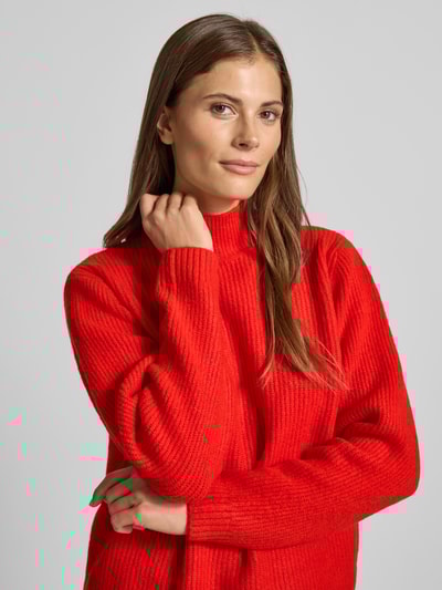 ICHI Strickpullover mit Stehkragen und überschnittenen Schultern Rot 3