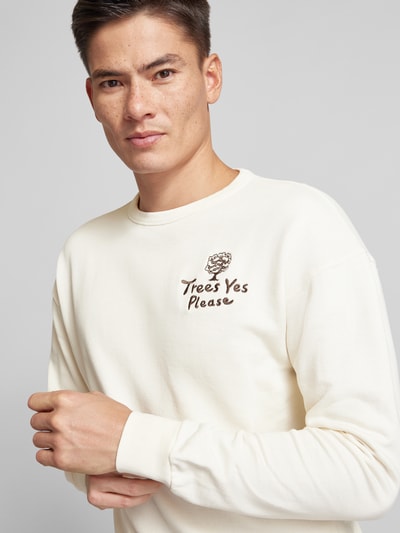 Knowledge Cotton Apparel Sweatshirt mit Label-Stitching Offwhite 3