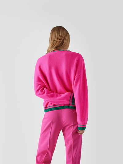 MSGM Strickjacke mit Label-Stitching Fuchsia 5