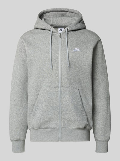 Produktfoto, Sweatjacke mit Label-Stitching und Känguru-Tasche von Nike aus Baumwoll-Mix in Grau, Regular-Fit, Kapuze, Reißverschluss