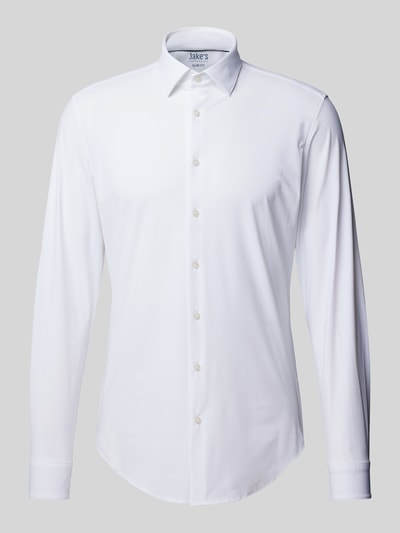 Jake*s Slim Fit Businesshemd aus Uni Struktur Weiss 2