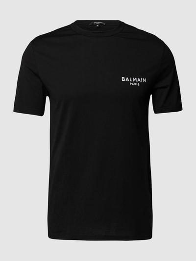 Balmain T-Shirt mit Label-Stitching Schwarz 2