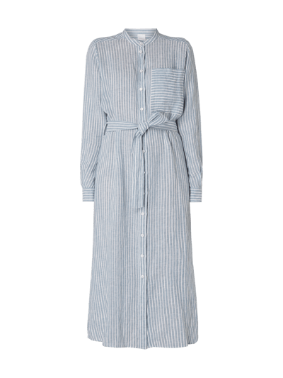 BOSS Orange Hemdblusenkleid aus Leinen mit Streifenmuster Hellblau 2