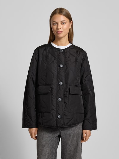 Vero Moda Regular fit gewatteerd jack met enkele knoopsluiting, model 'MILLIE' Zwart - 4
