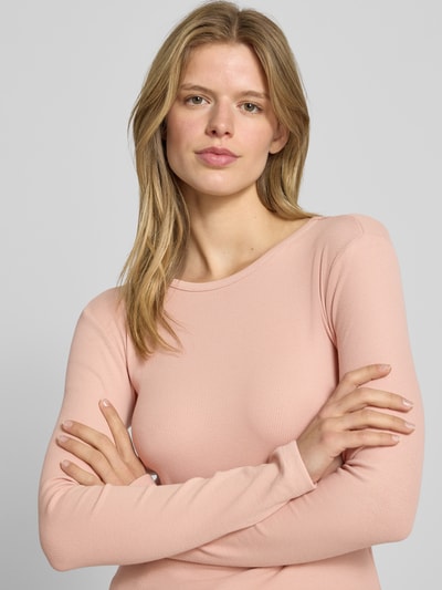 Review Shirt met lange mouwen in riblook met ronde hals Oudroze - 3