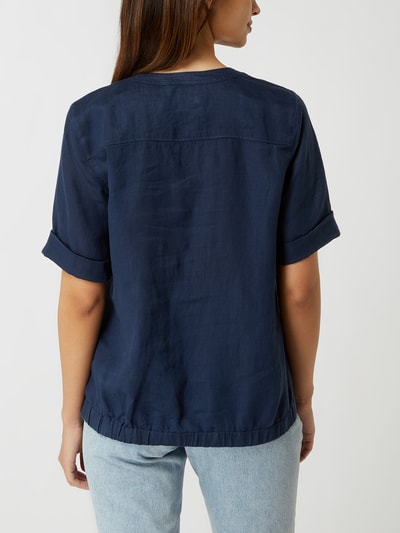 Brax Blouseshirt van linnen, model 'Vio'  Marineblauw - 5