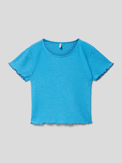 Only T-shirt met fijnrib, model 'KONNELLA' Blauw - 1