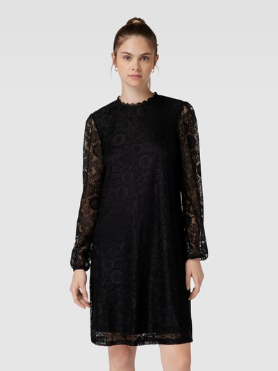 Pieces Knielanges Kleid mit Spitzenbesatz Modell 'OLLINE' Black 4