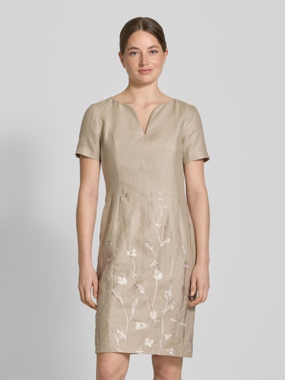 WHITE LABEL Knielanges Kleid mit V-Ausschnitt Sand 4