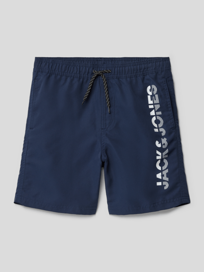 Jack & Jones Zwembroek met logoprint, model 'CAPRI' Marineblauw - 1