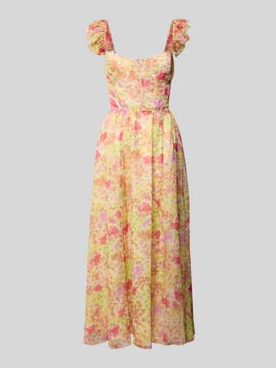 ADLYSH Cocktailkleid mit Volantärmel Hellgelb 2