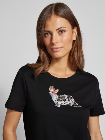 Marc Cain T-shirt met ronde hals Zwart - 3