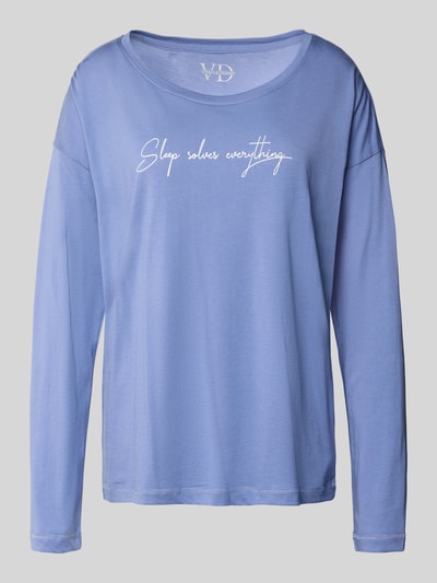 LASCANA Bluzka z długim rękawem z nadrukowanym napisem Niebieski 2