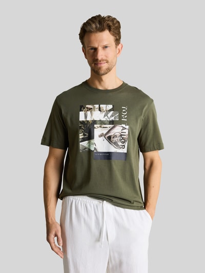 Tom Tailor Regular Fit T-Shirt aus reiner Baumwolle Oliv 4