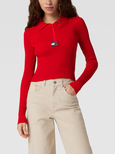 Tommy Jeans Crop Top in Ripp-Optik Rot 4