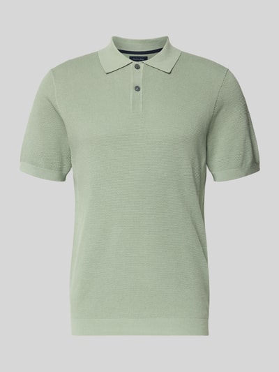 Produktfoto, Slim Fit Poloshirt mit Strukturmuster Modell 'Johan' von Christian Berg Men, reine Baumwolle, kurzärmeliges Design, Polokragen, dezentes Mintgrün