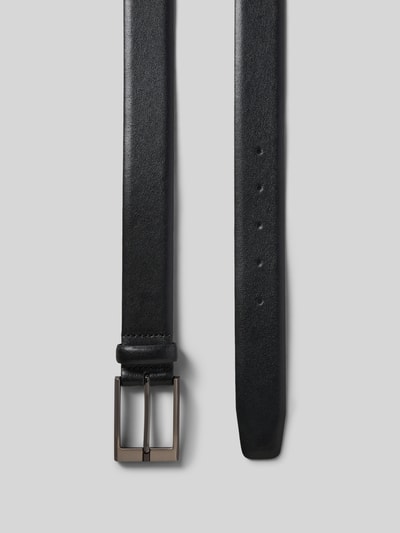 Produktfoto, Gürtel aus Leder-Mix von Montego in Schwarz mit Pinschließe, gerade Passform, 4 cm Breite, Größe 110, glatte Textur