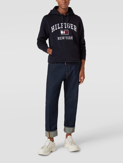 Tommy Hilfiger Hoodie met labelstitching, model 'VARSITY' Marineblauw - 1