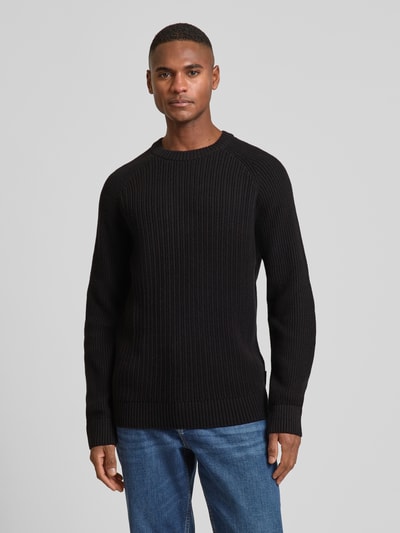 Tom Tailor Denim Regular Fit Strickpullover aus Baumwoll-Mix mit Strukturmuster Black 4