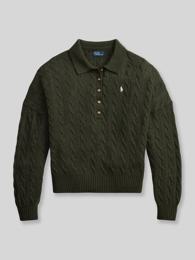 Polo Ralph Lauren Sweter o kroju loose fit z mieszanki wełny z domieszką kaszmiru Oliwkowy 2