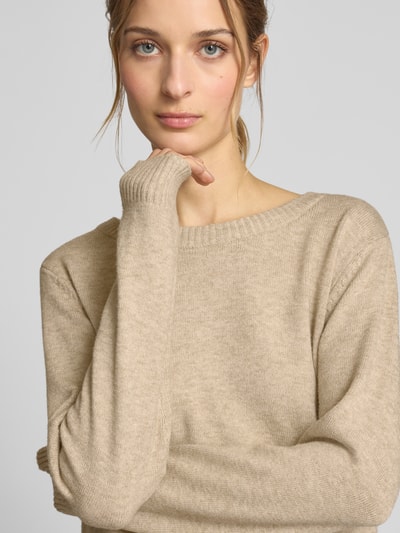 Vila Sweter z dzianiny z okrągłym dekoltem model ‘Viril’ Złamany biały 3