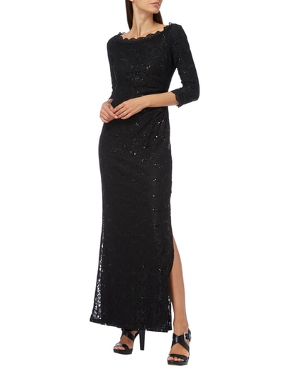 Christian Berg Cocktail Abendkleid aus floraler Spitze Black 1