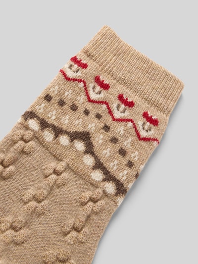 Falke Socken mit Kaschmir-Anteil und Strukturmuster Modell 'Specia' Beige 2