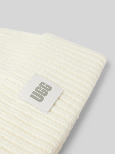 UGG Strickmütze mit Label-Patch und Woll-Anteil Offwhite 2