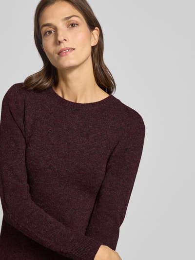 VERO MODA Fließendes Strickkleid mit langen Ärmeln Modell 'DOFFY' Bordeaux Melange 3
