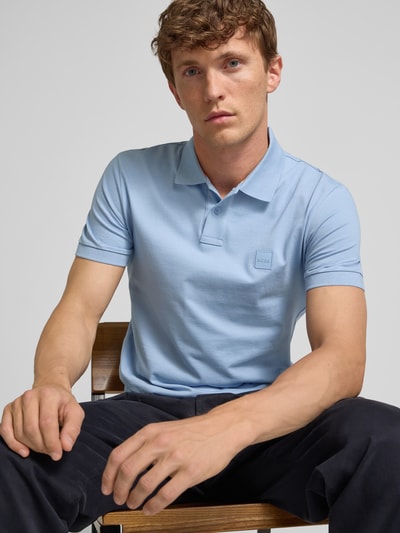 BOSS Orange Slim Fit Poloshirt aus Baumwoll-Mix Hellblau 3