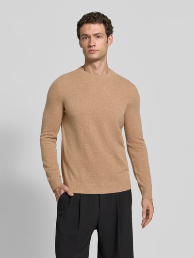 Christian Berg Men Kaschmirpullover mit gerippten Abschlüssen Sand Melange 4