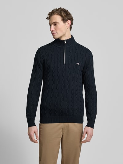 GANT Slim Fit Troyer mit gerippten Abschlüssen Marine 4