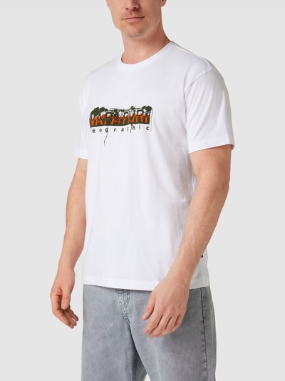 Napapijri T-shirt z nadrukiem z logo model ‘PAJAS’ Biały 4