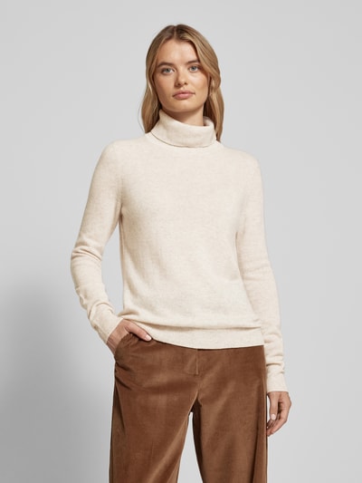 Christian Berg Woman Rollkragenpullover mit gerippten Abschlüssen Beige Melange 4