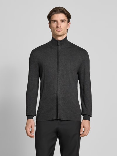 MCNEAL Strickjacke aus Viskose-Mix mit Stehkragen Dunkelgrau Melange 4