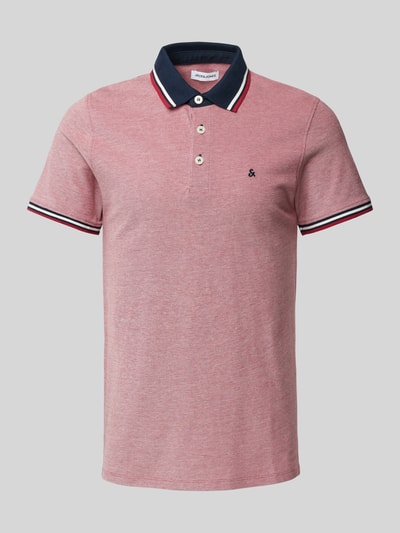 Jack & Jones Slim Fit Poloshirt mit Logo-Stitching Modell 'PAULOS' Rot Melange 2