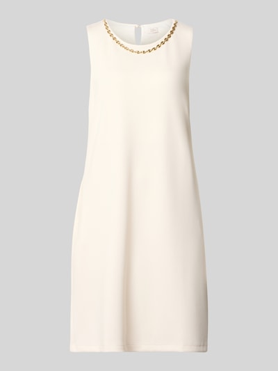 Productfoto, Relaxed Fit jurk met viscose in knielengte van ROBE LÉGÈRE, crèmekleur, ronde hals, mouwloos, siergarnering, elastische materiaalmix
