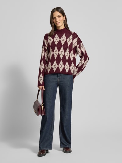 B.Young Oversized gebreide pullover met ribboorden, model 'Nafta' Bordeaux - 1