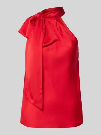 Produktfoto, Shaped Fit Top mit Schnürdetail von Lauren Ralph Lauren in kräftigem Rot, Optik: Unifarben, Satin, Bindeband am Hals
