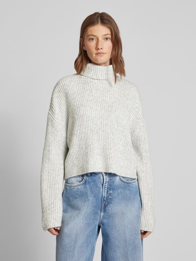 Only Comfort Fit Rollkragenpullover mit Wollanteil Modell 'MELANIE' Hellgrau Melange 4