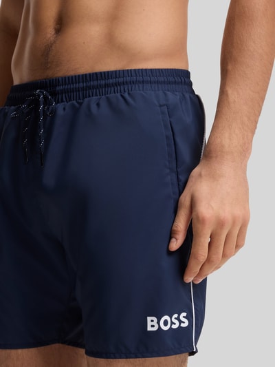 BOSS Regular Fit Badehose mit Logo-Print Modell 'STARFISH' Marine 2