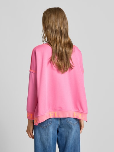 miss goodlife Oversized sweatshirt met ribboorden Felroze - 5