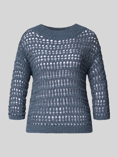 Produktfoto, Strickpullover mit Rundhalsausschnitt und 3/4-Arm von Luisa Cerano in Blau, Baumwoll-Mix, Regular Fit, fein strukturiert